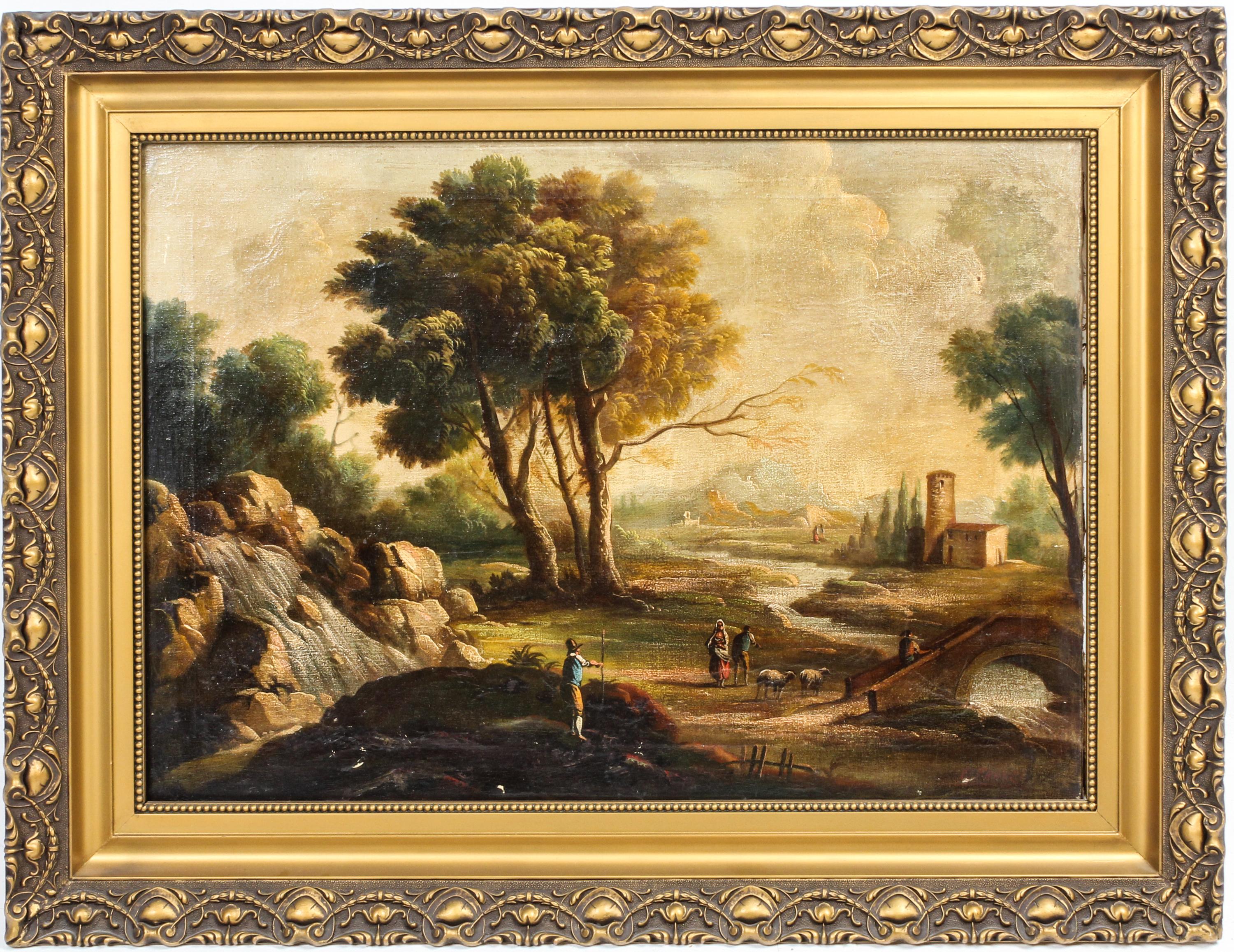 V. Franzi, (19th century), Pastoral Landscape with Figures