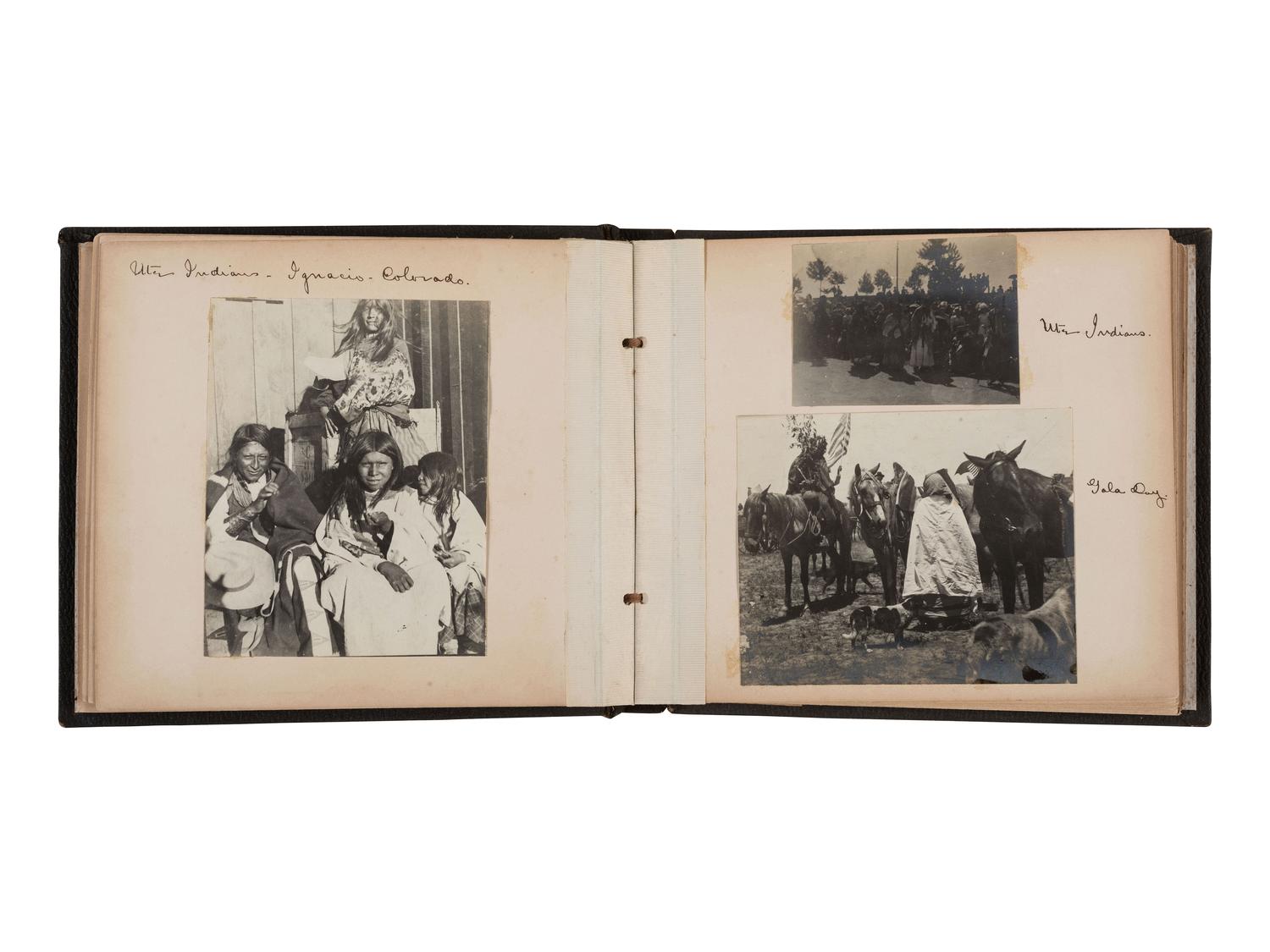 [NATIVE AMERICANS]. Album containing 54 photographs documenting an excursion in the Southwestern United States, incl. views of pueblos and Ute subjects.