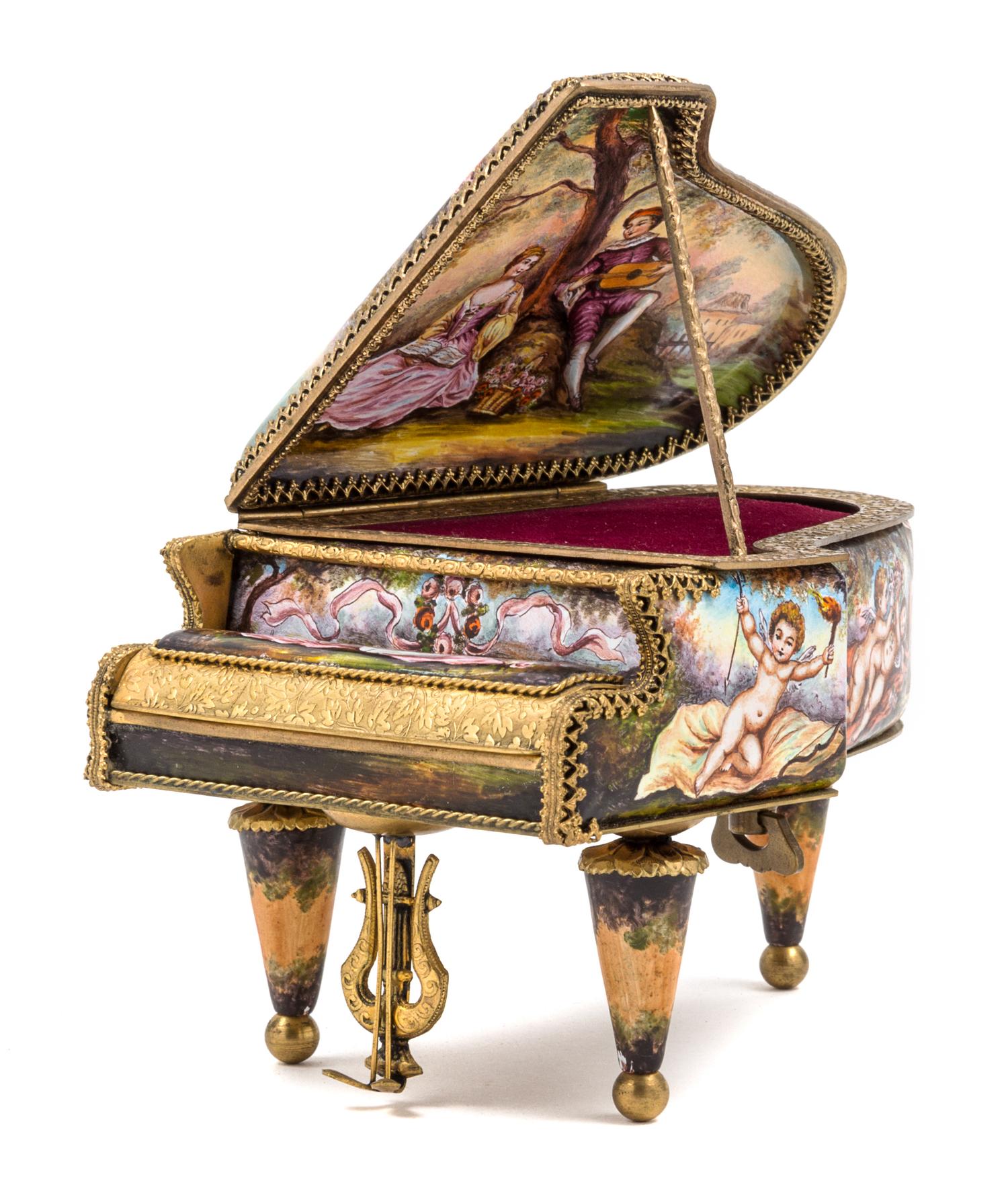 A French or Viennese Enameled Music Box Width 5 1/2 inches. — 19TH/20TH CENTURY