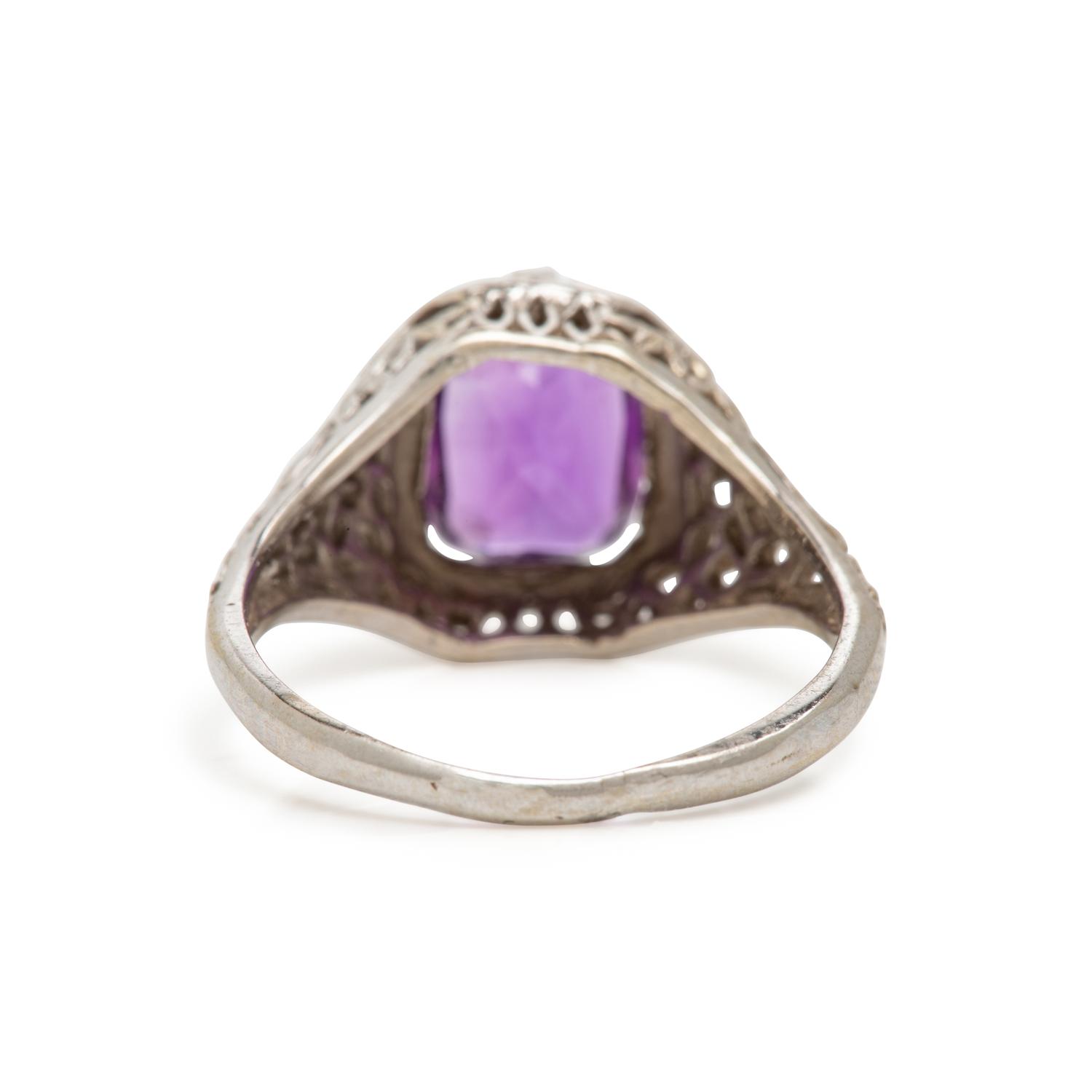 Amethyst and White Gold Pendant Necklace and Ring