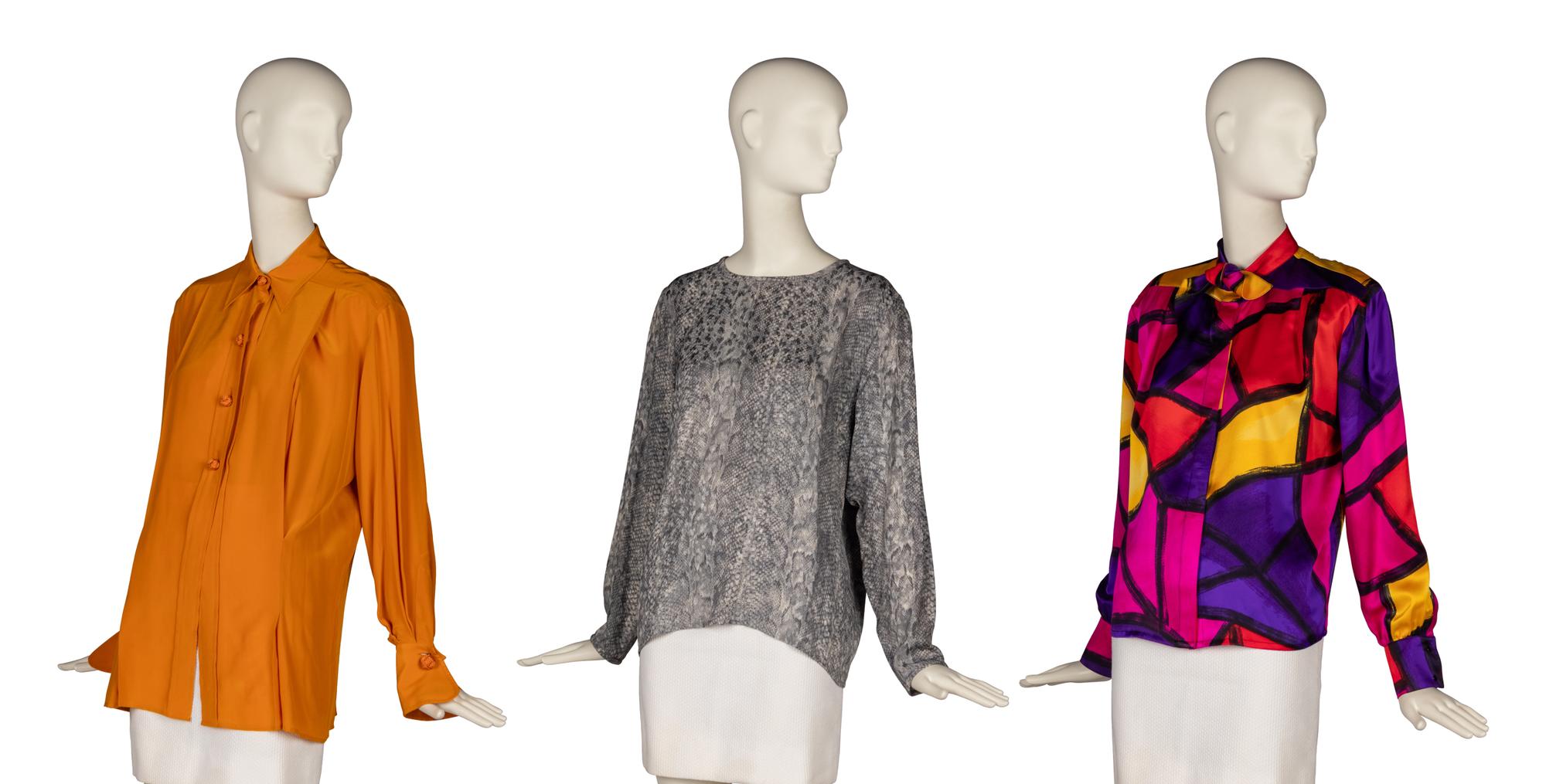 Three Designer Blouses by Gianfranco Ferré , Yves Saint Laurent, and Thierry Mugler, 1980-90s
