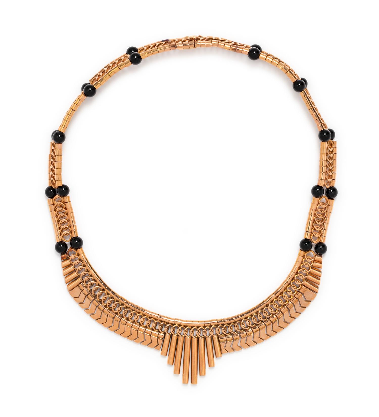 ROSE GOLD AND ONYX BEAD NECKLACE