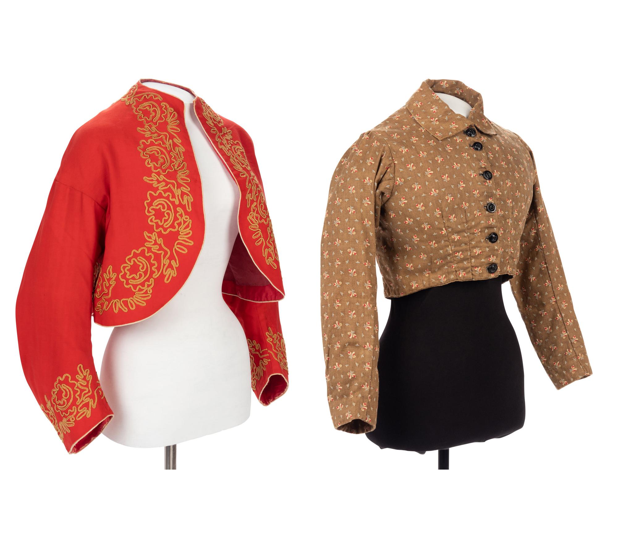 Three Bodices, Including Zouave Style Bolero, 1860s