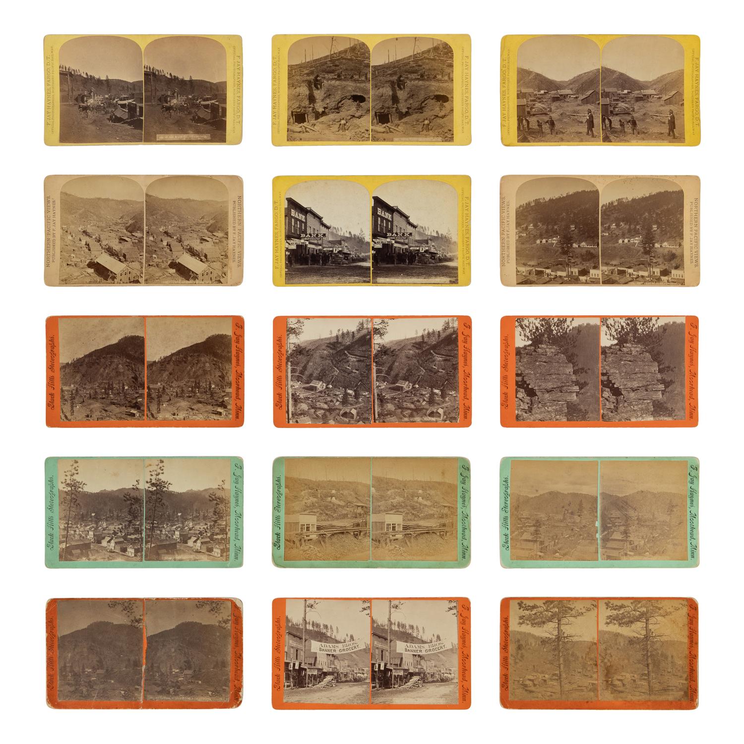 Haynes, F. Jay (1853-1921). A group of 15 stereoviews of Deadwood, Dakota Territory.