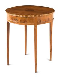 A Continental Fruitwood and Marquetry Side Table