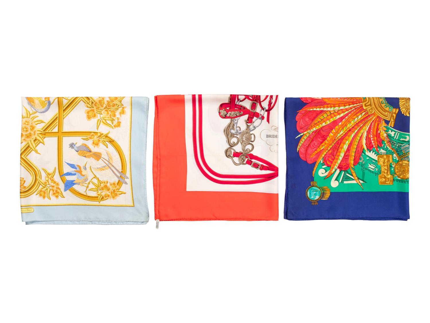 Three Hermès 90cm Silk Scarves
