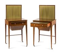 A Pair of George III Rosewood Combination Pole Screens and Work Tables