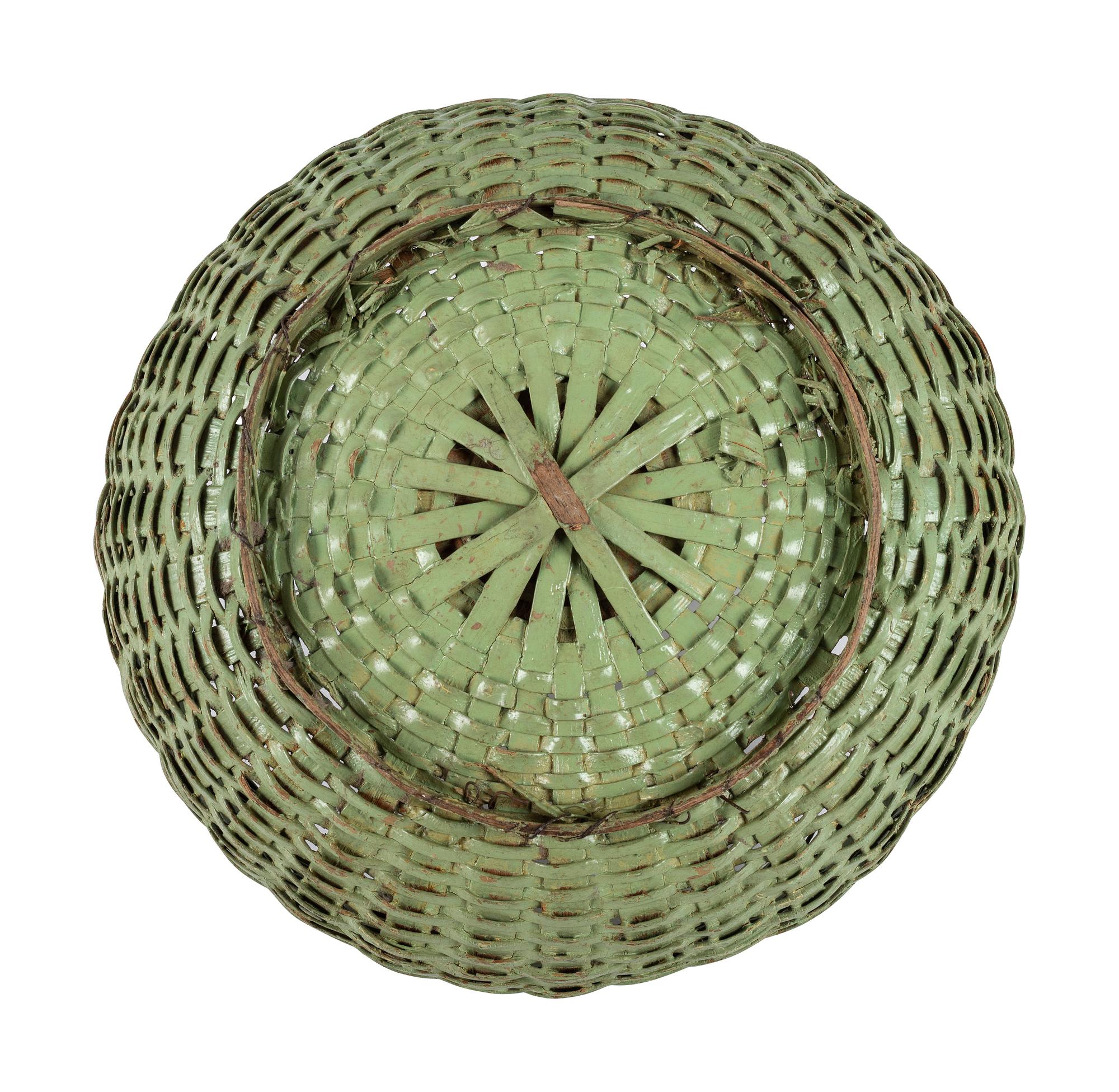 A Woven Basket in Old Green Paint