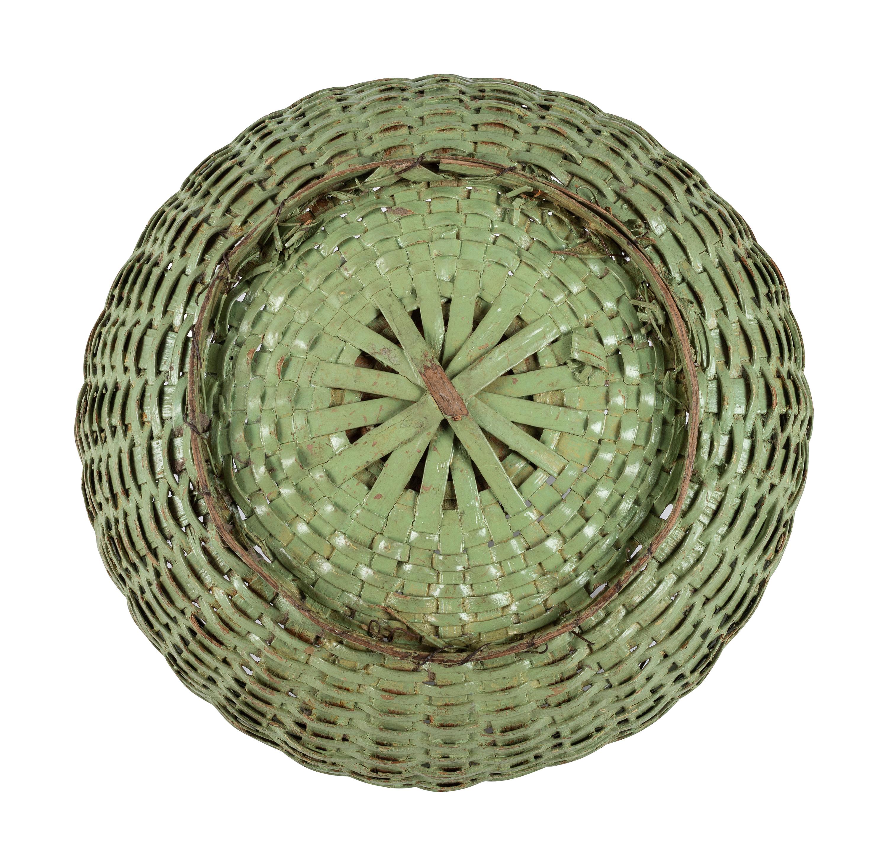 A Woven Basket in Old Green Paint