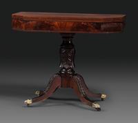 A Classical Carved and Brass Mounted Mahogany Claw-Foot Card Table