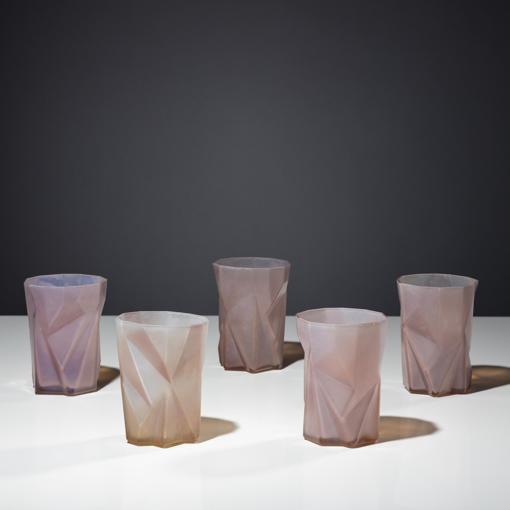 Set of five Ruba Rombic glasses Consolidated Lamp and Glass Co. USA, 1931
