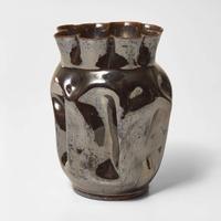 George Ohr (American, 1857-1918) Large Lobed and Dimpled Vase in Metallic Brown Gunmetal Glaze, Biloxi, Mississippi, USA, circa 1897-1900