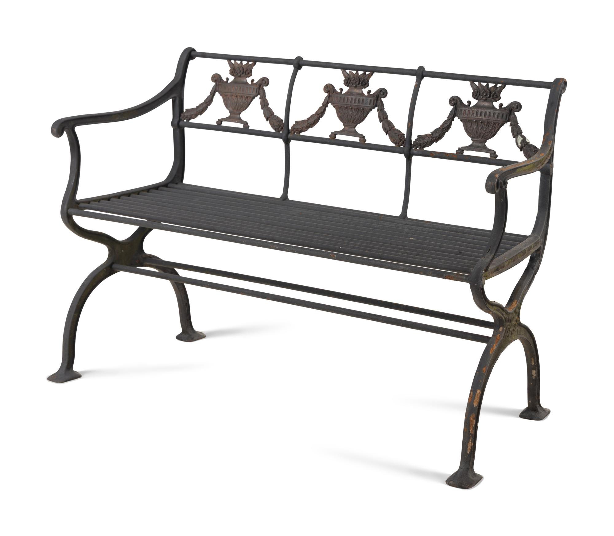A Neoclassical Cast Iron Eight-Piece Garden Suite