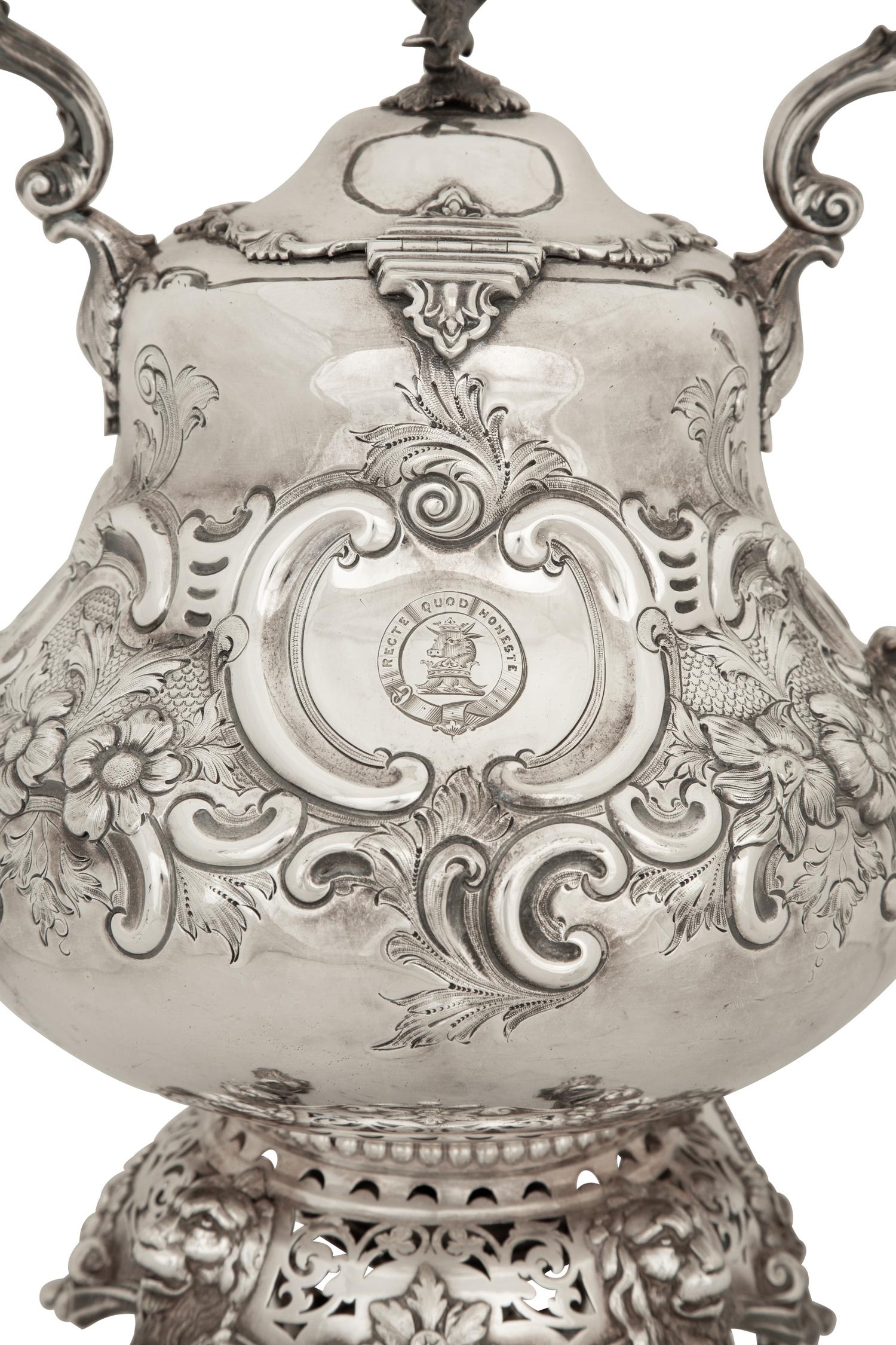 A Sheffield Silver-Plate Hot Water Kettle and Stand