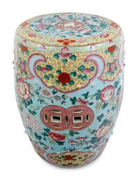 A Chinese Export Enameled Porcelain Garden Seat