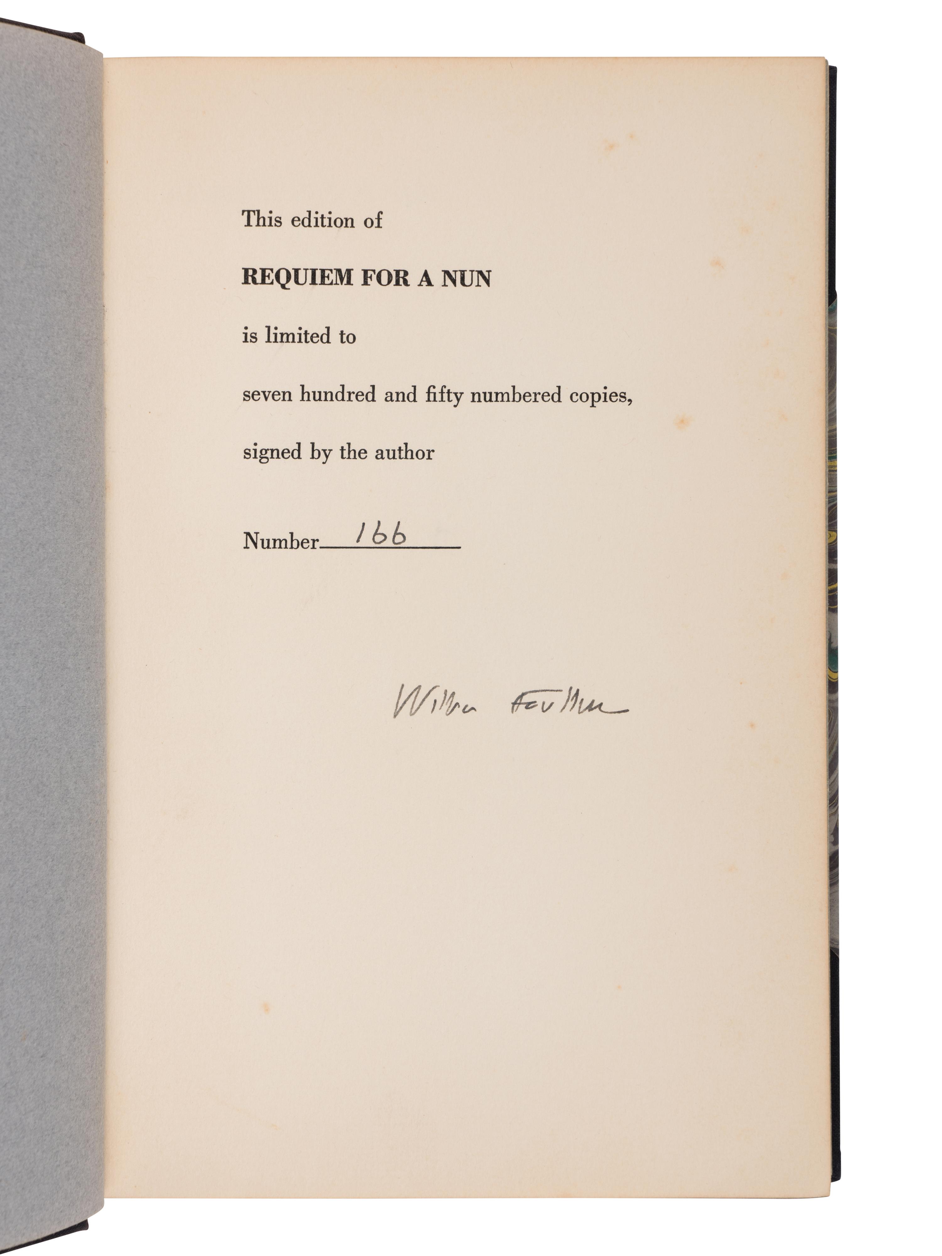 FAULKNER, William (1897-1962). Requiem for a Nun . New York: Random House, 1951.