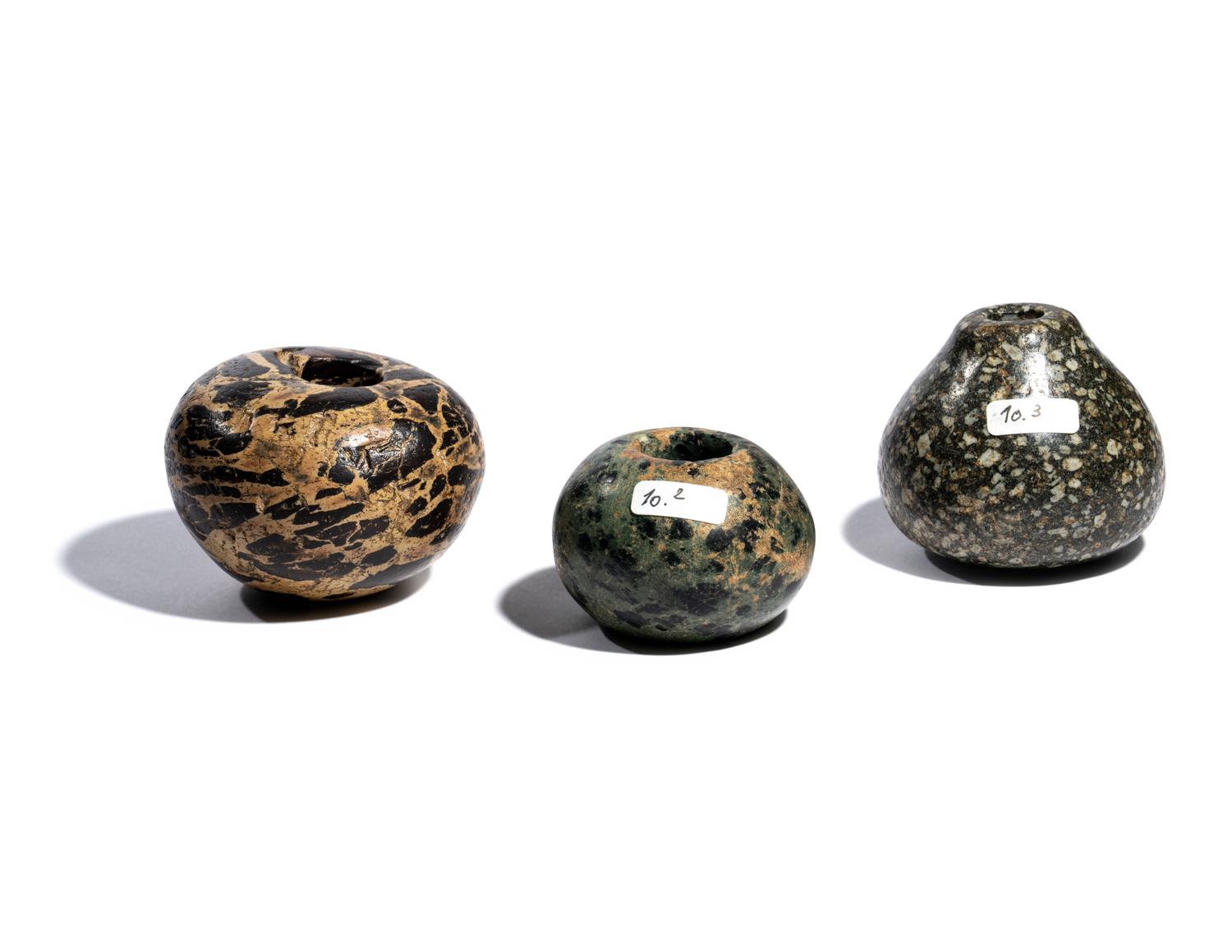 Three Mesopotamian Stone Mace Heads