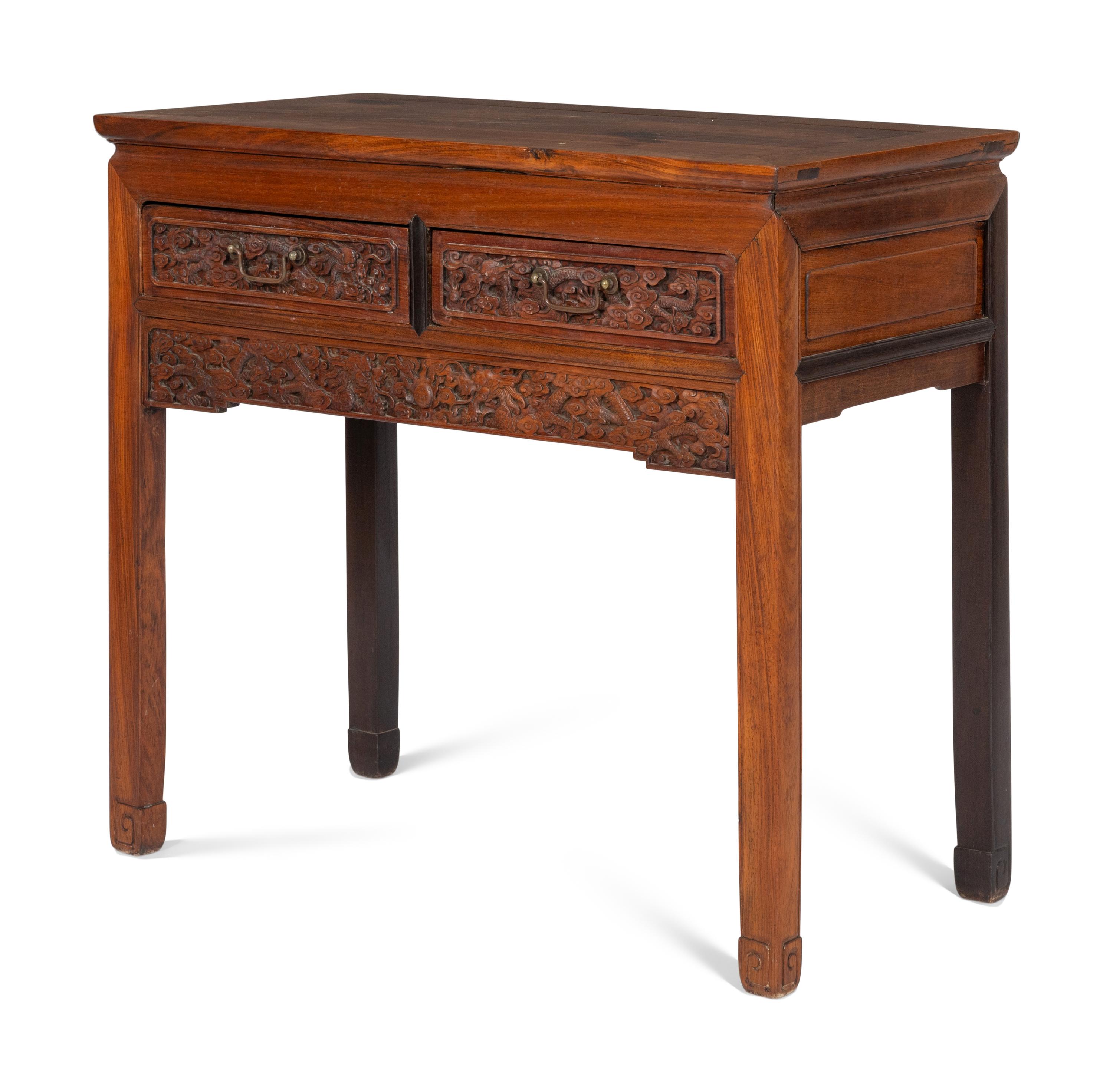 A Chinese Mixed Hardwoods Side Table, Incorporating Qing Dynasty Elements 近代 硬木邊桌