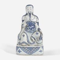 A Chinese blue and white porcelain figure of Xuanwu 玄武大帝青花瓷像 Late Ming dynasty ??