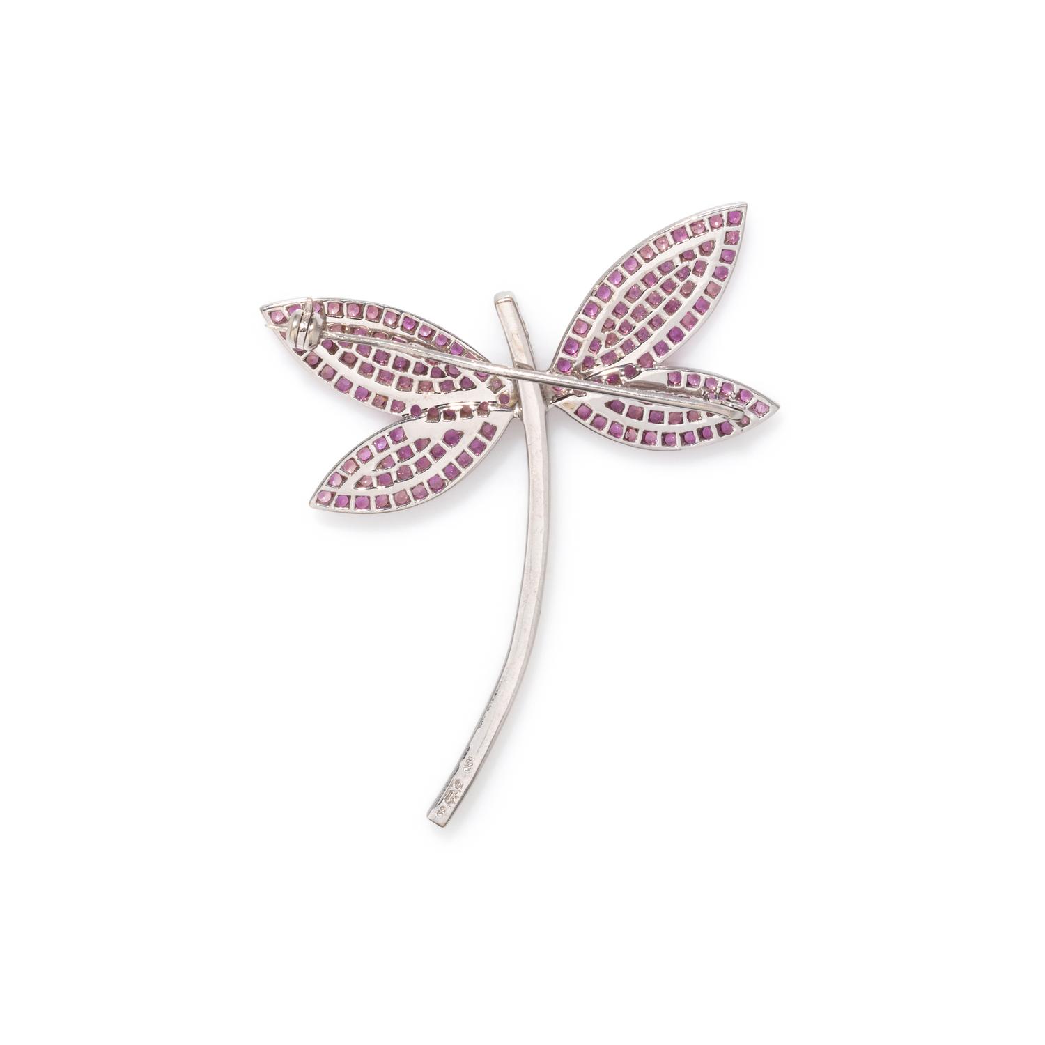 DIAMOND AND PINK SAPPHIRE DRAGONFLY BROOCH
