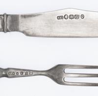 A Scottish Victorian Silver and Agate Mounted Dessert Flatware Service