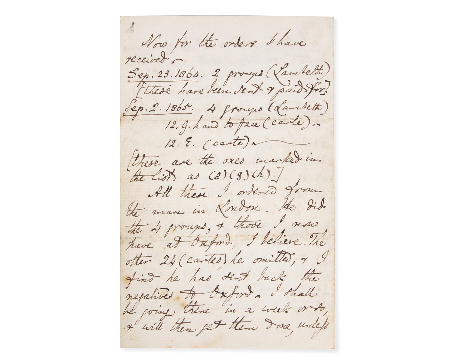 Carroll, Lewis (Charles Lutwidge Dodgson). Autograph Letter, signed