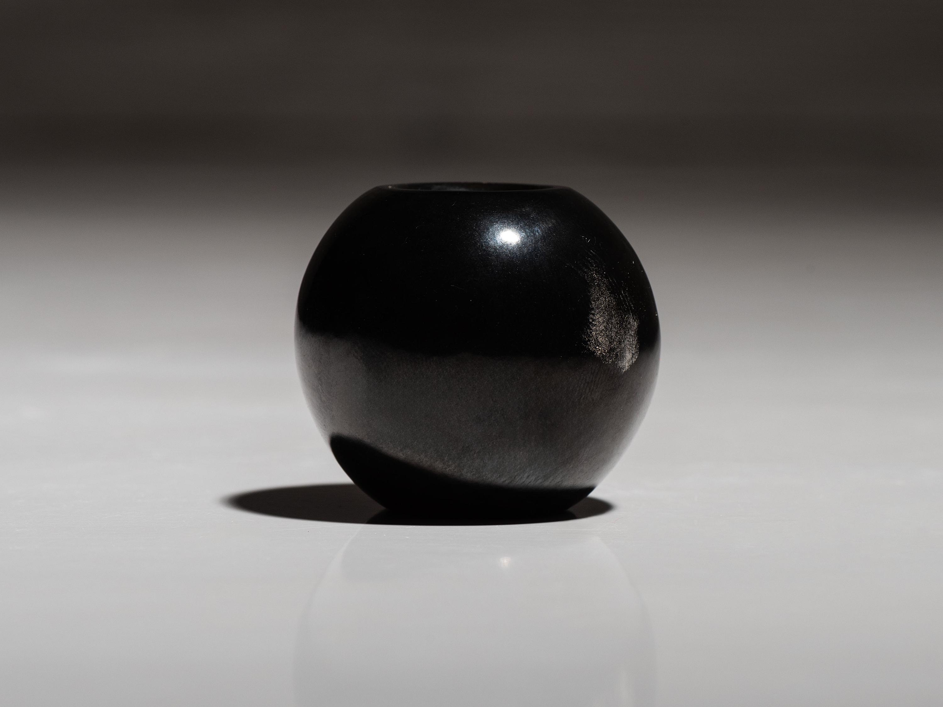 Black and Sienna Miniature Pottery Jar
