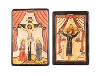 Pair of Painted Wood Retablos