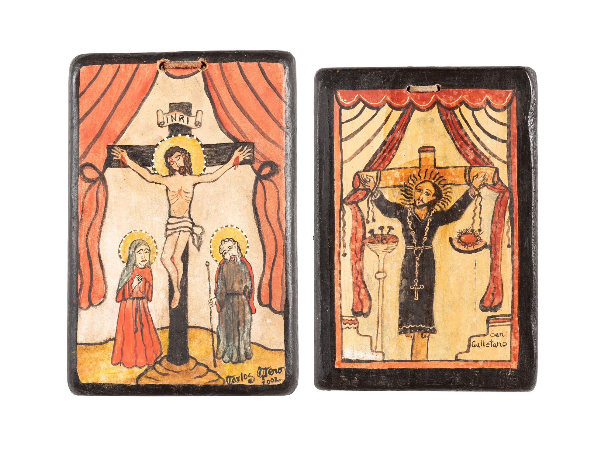 Pair of Painted Wood Retablos