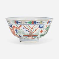 A Chinese wucai-decorated "Dragon and Phoenix" porcelain bowl 五彩龙凤碗 Qianlong six-character seal mark and of the period ????? ? ??