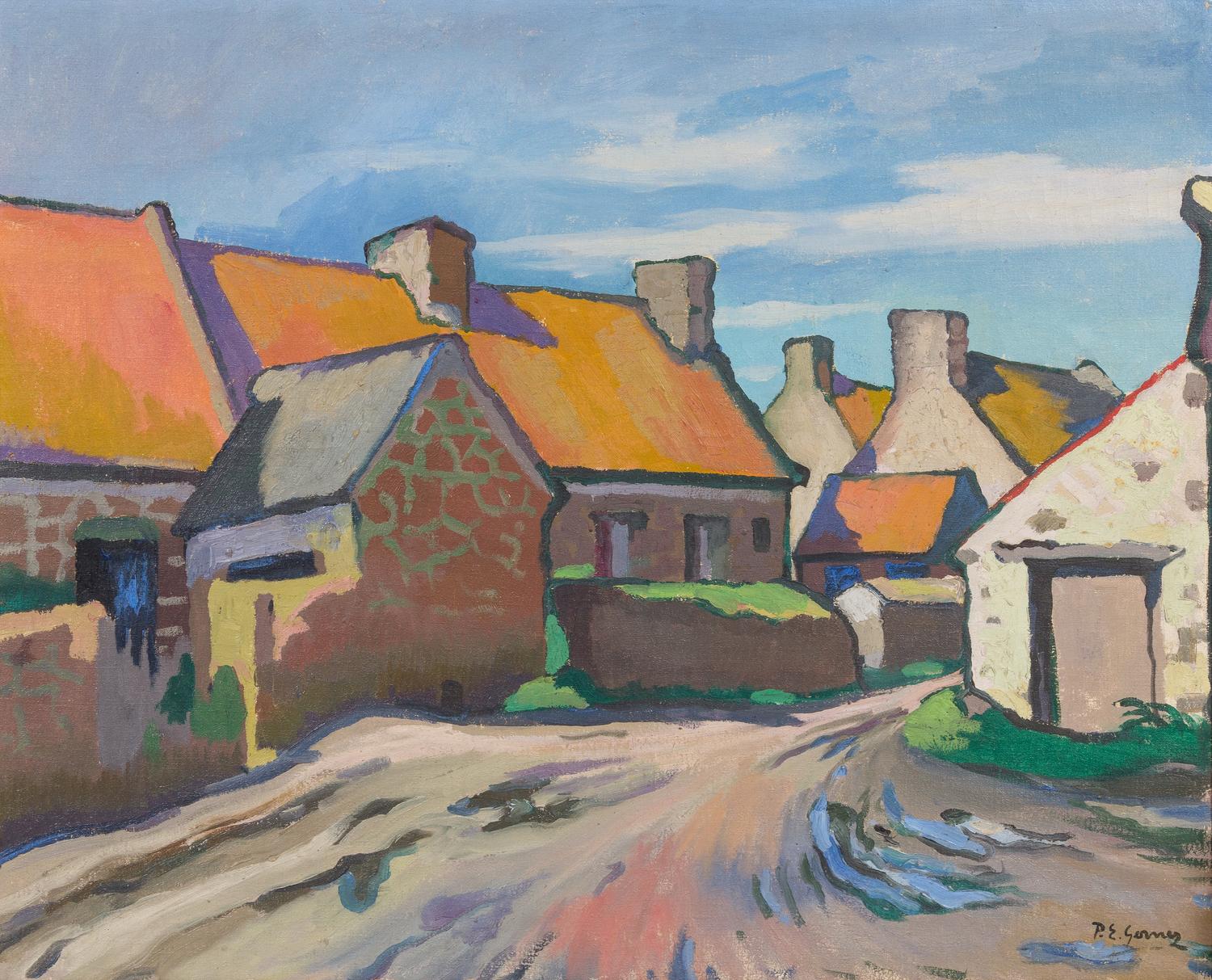 Rue de village et maisons, Bretagne