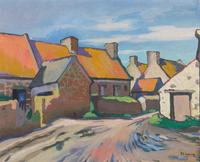Rue de village et maisons, Bretagne