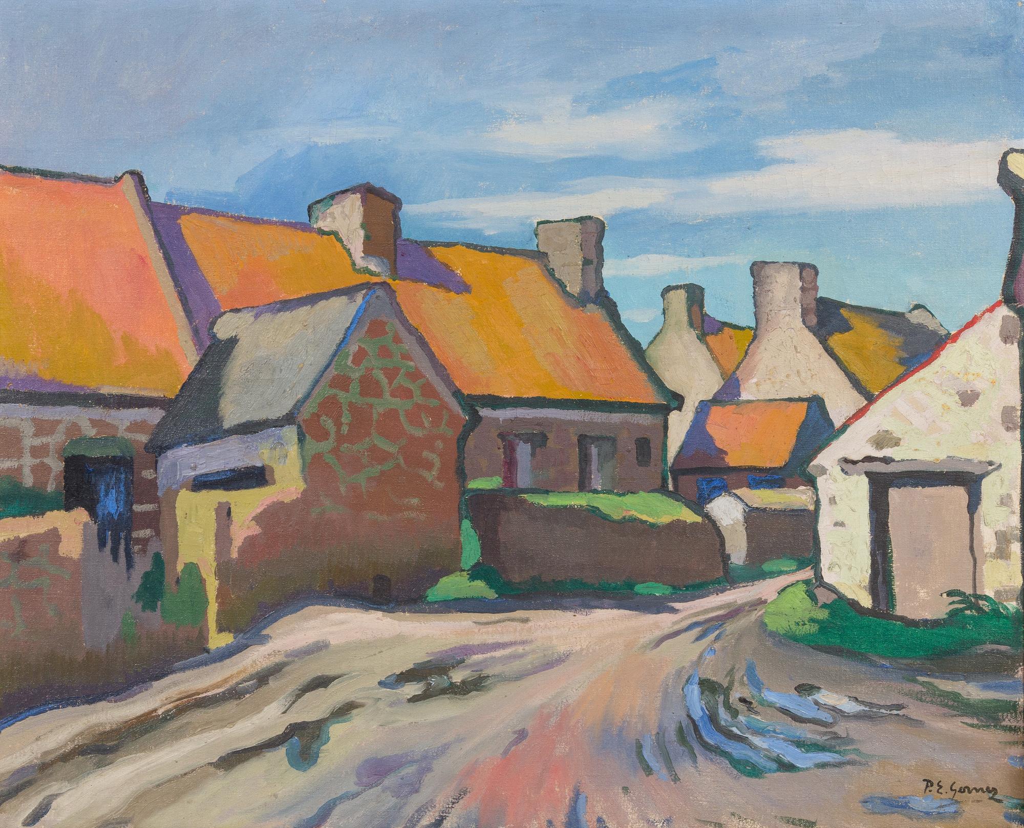 Rue de village et maisons, Bretagne