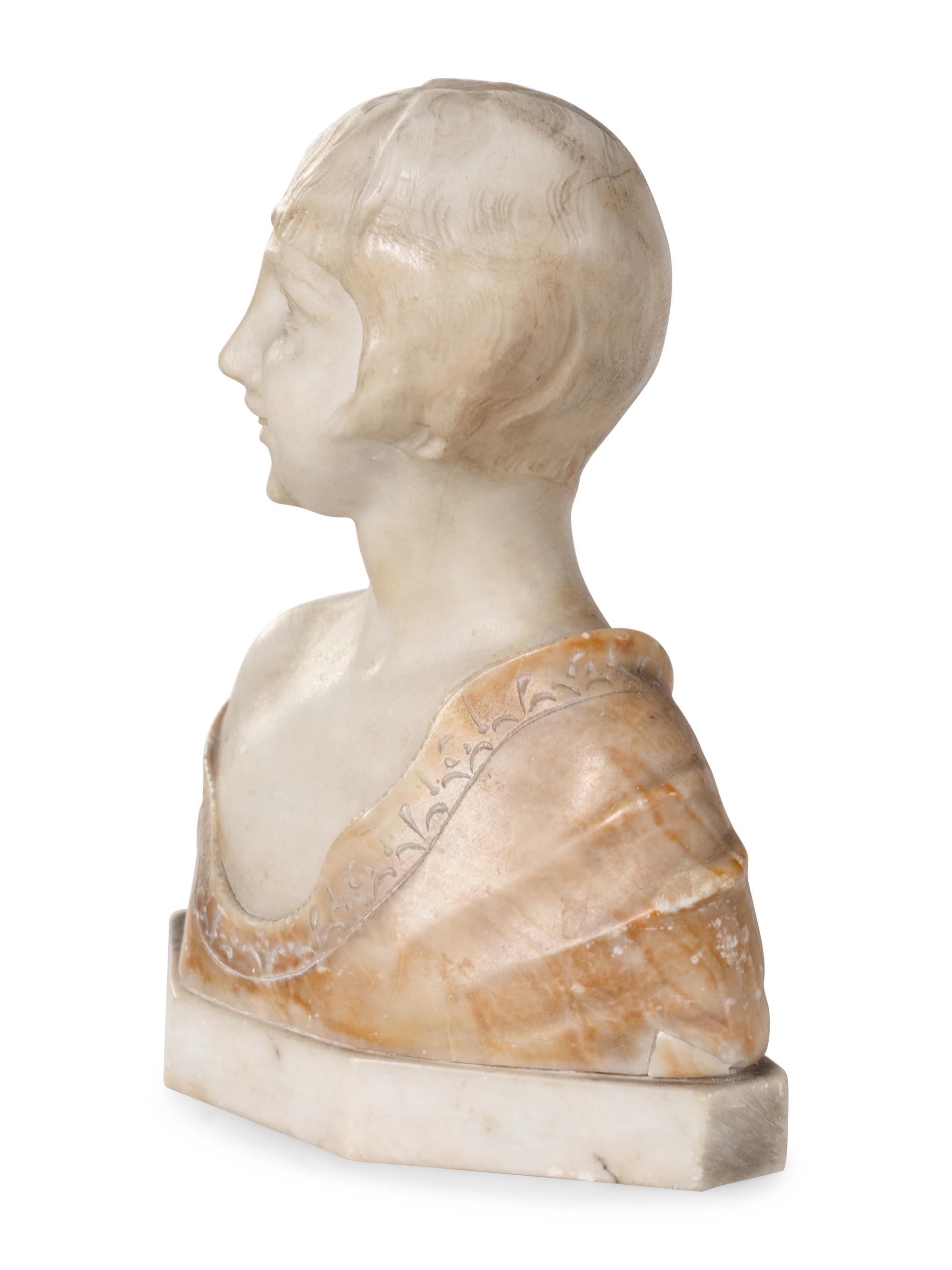 Two Continental Variegated Marble Busts of Women