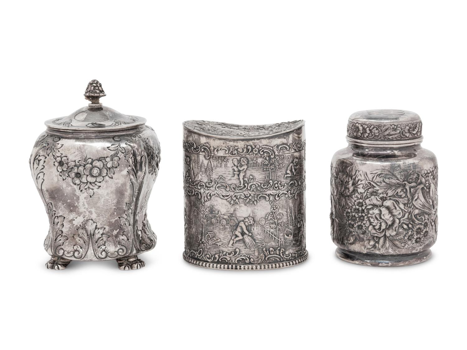 Three Silver Tea Caddies