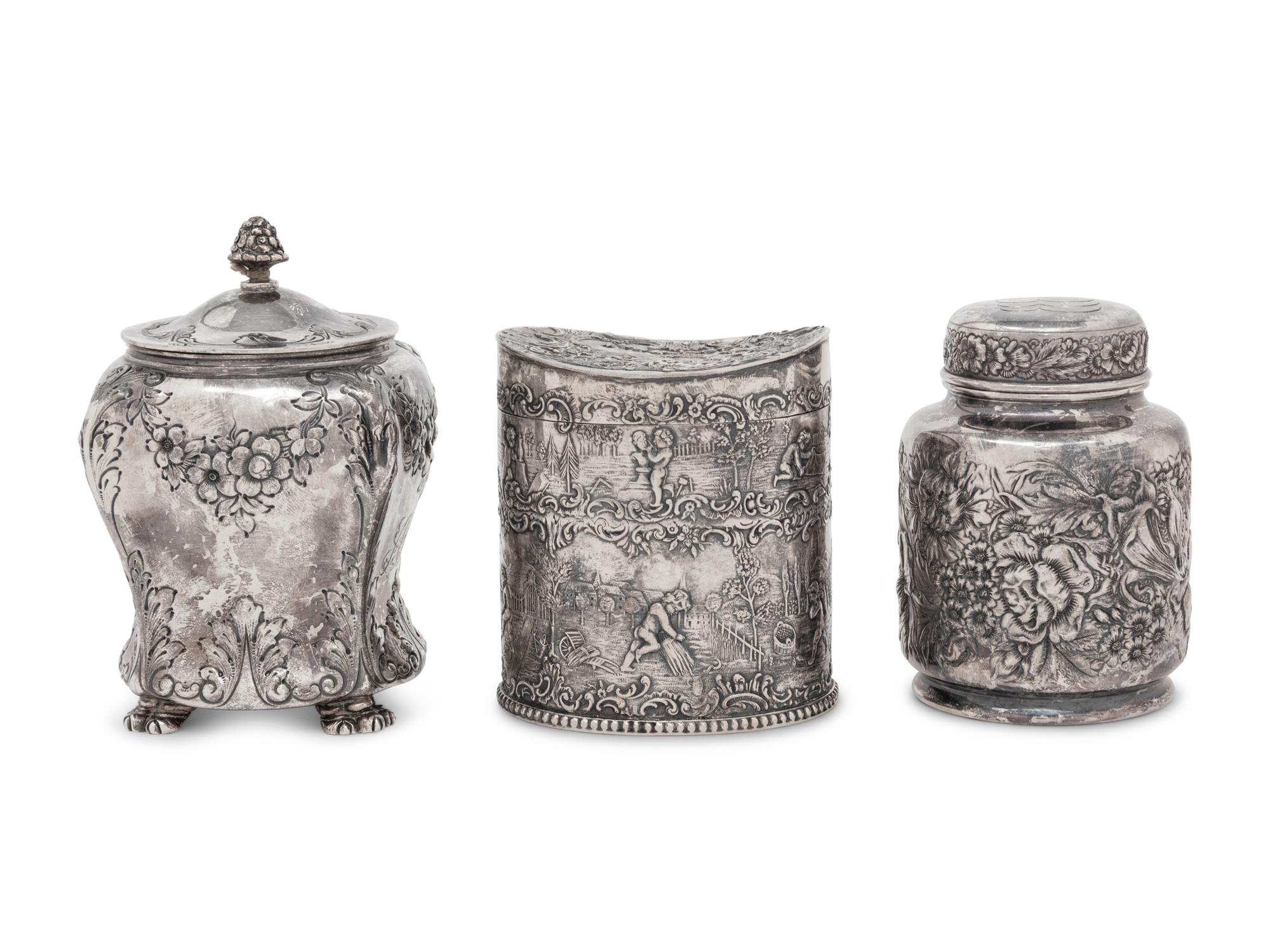 Three Silver Tea Caddies