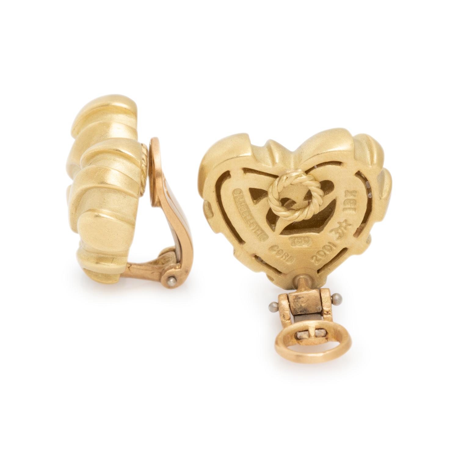 KIESELSTEIN-CORD, YELLOW GOLD HEART EARCLIPS