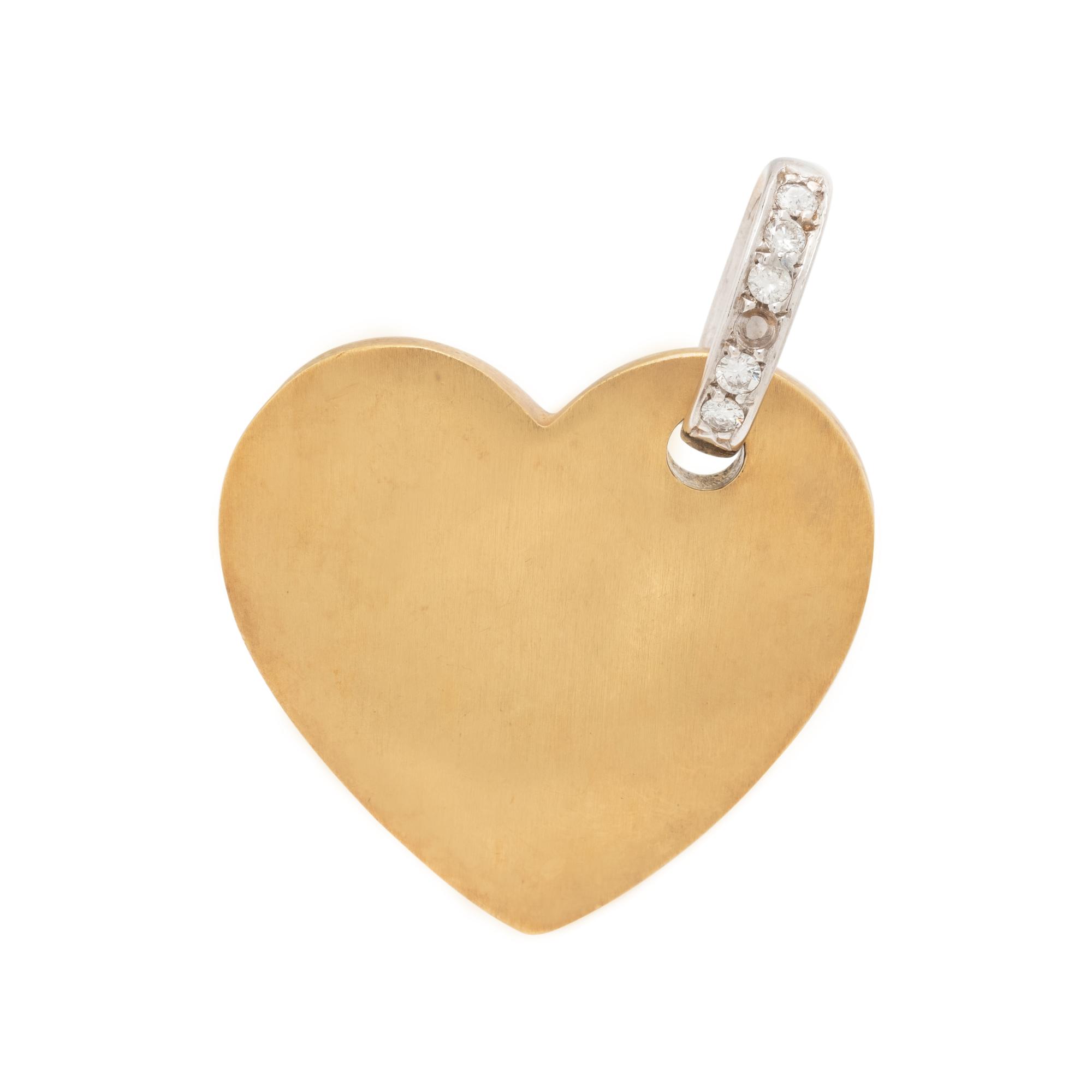 OGGI, BICOLOR GOLD AND DIAMOND HEART PENDANT