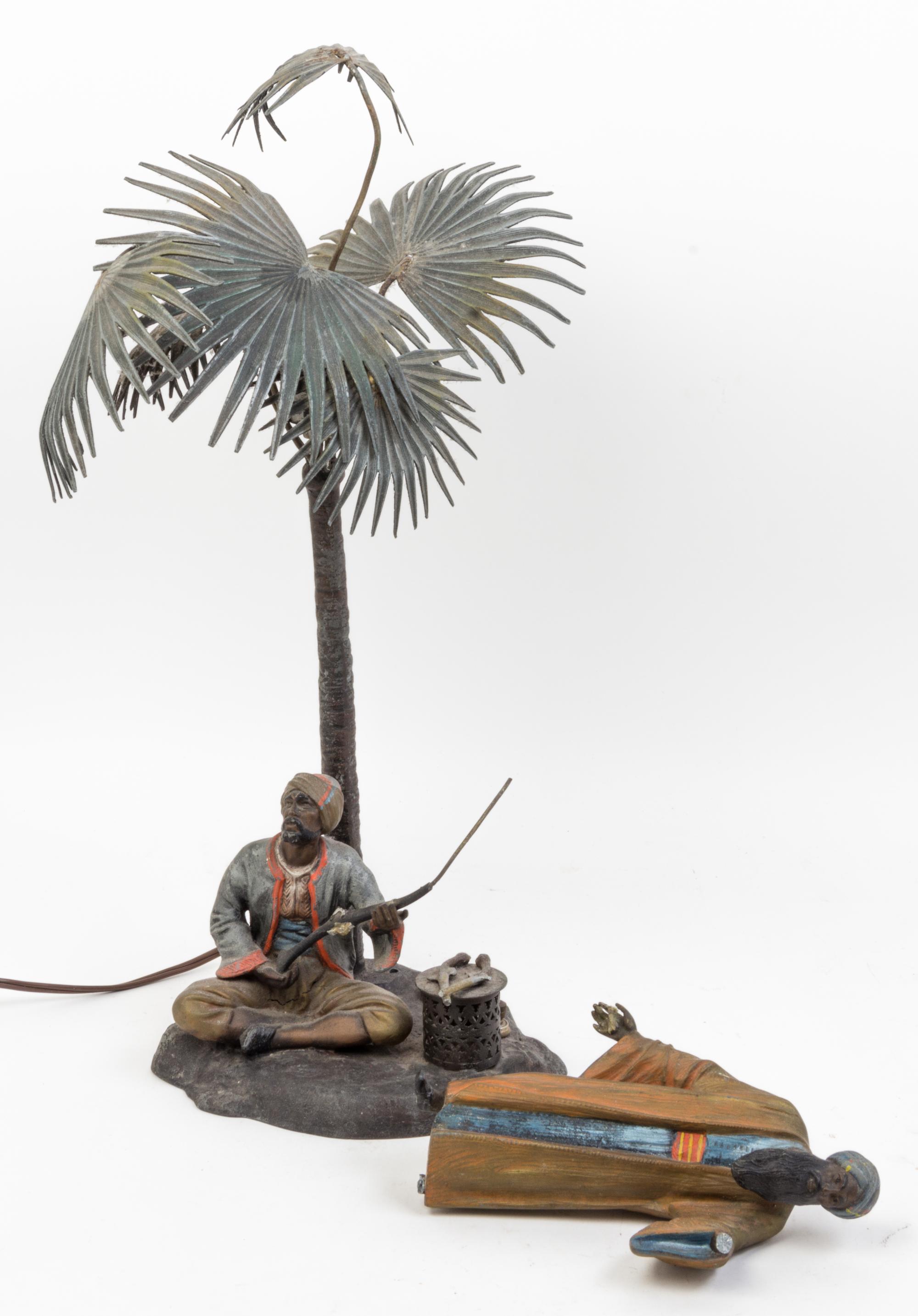 An Austrian Cold Painted Cast Metal Figural Table Lamp Height 18 1/2 inches. — EARLY 20TH CENTURY