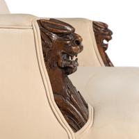 A Renaissance Revival Carved Oak Bergère
