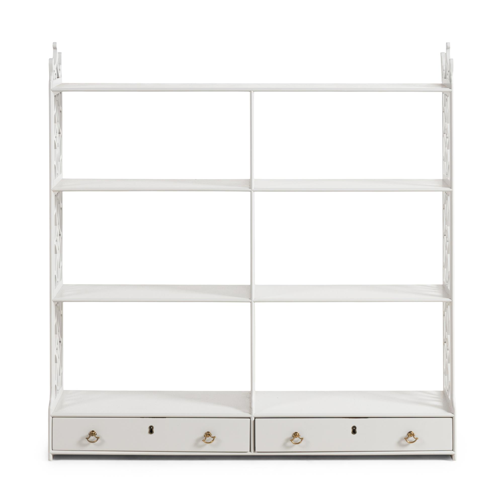 A George III Style Gray-Painted Hanging Etagere