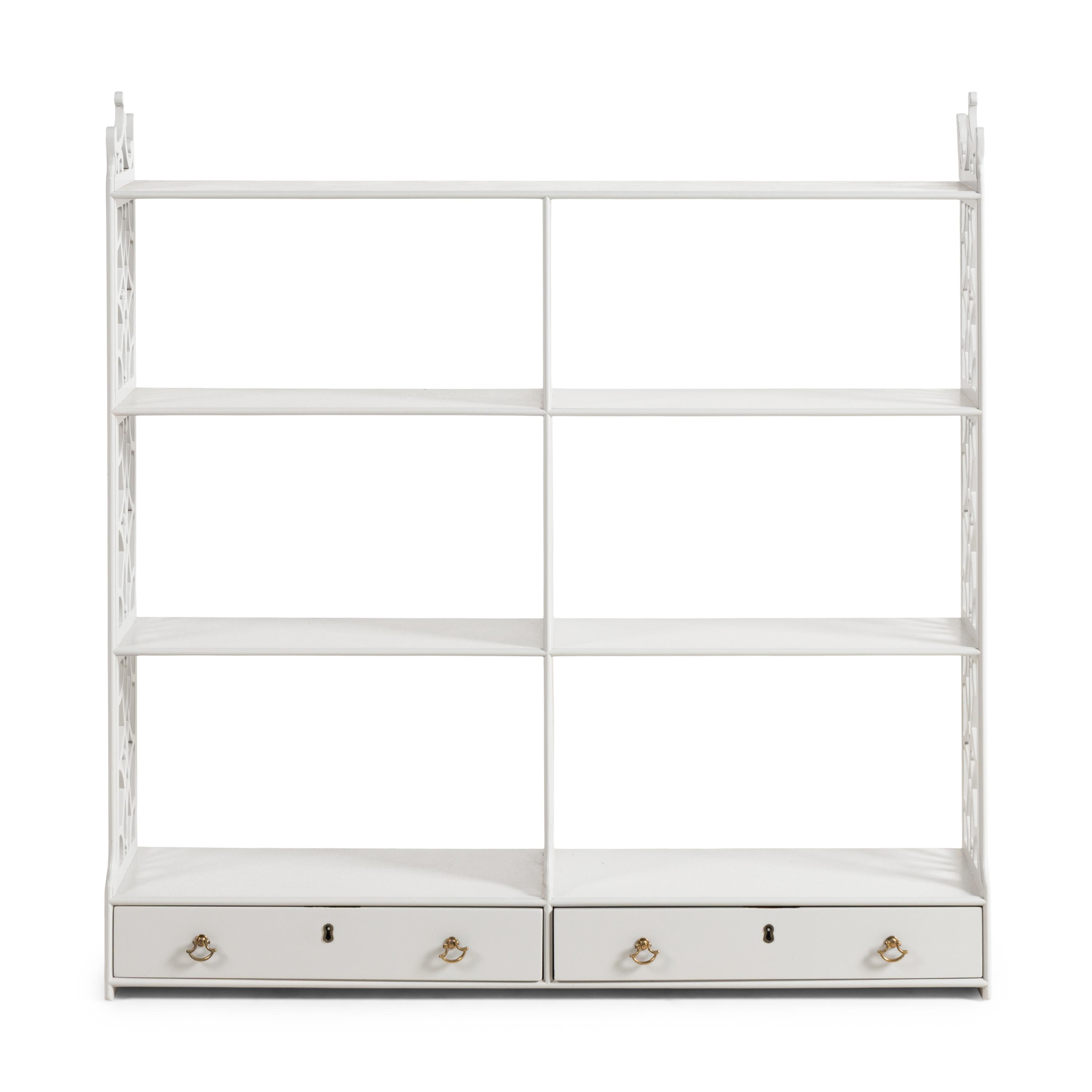 A George III Style Gray-Painted Hanging Etagere