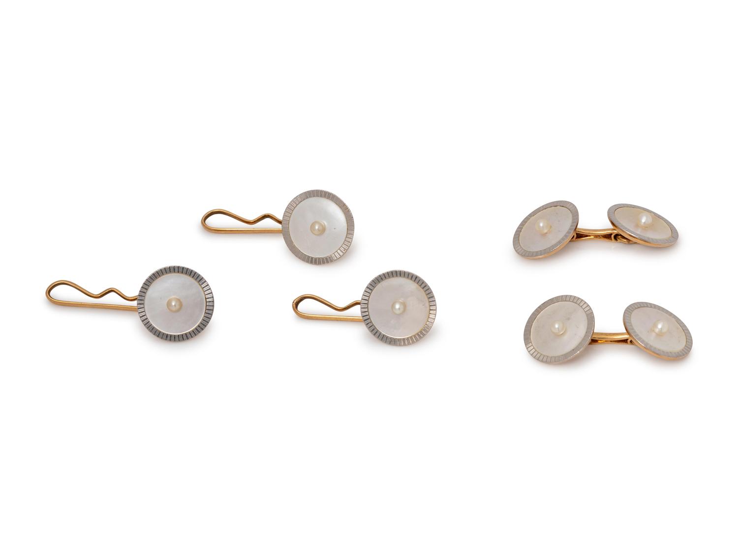 CARRINGTON & CO., MOTHER-OF-PEARL AND SEED PEARL DRESS SET