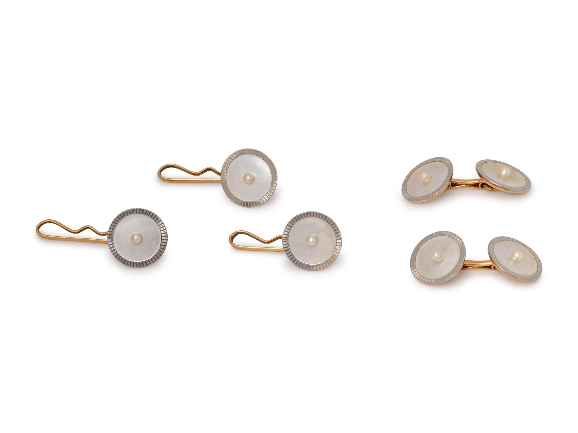 CARRINGTON & CO., MOTHER-OF-PEARL AND SEED PEARL DRESS SET