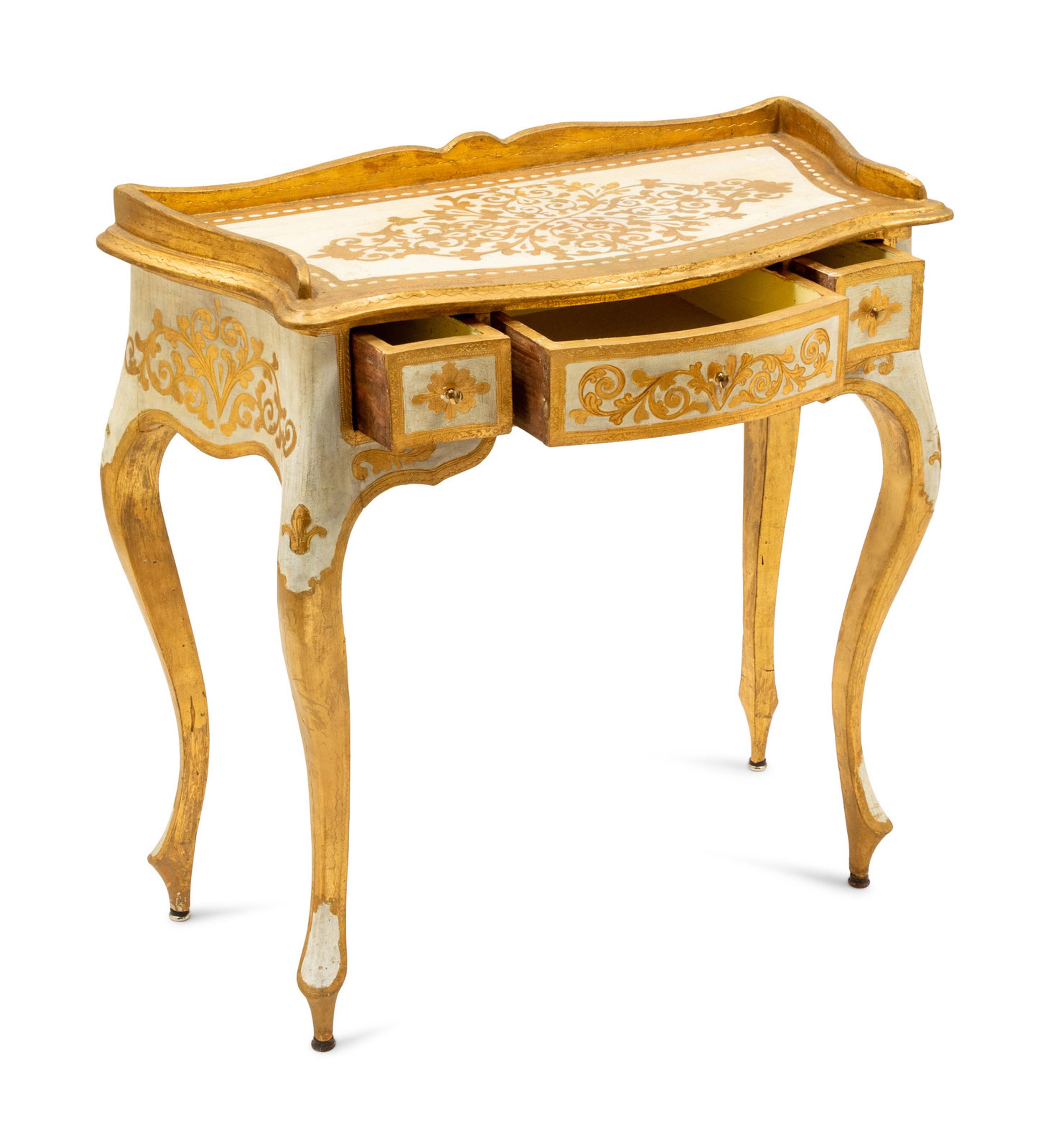 An Italian Painted and Parcel Gilt Side Table