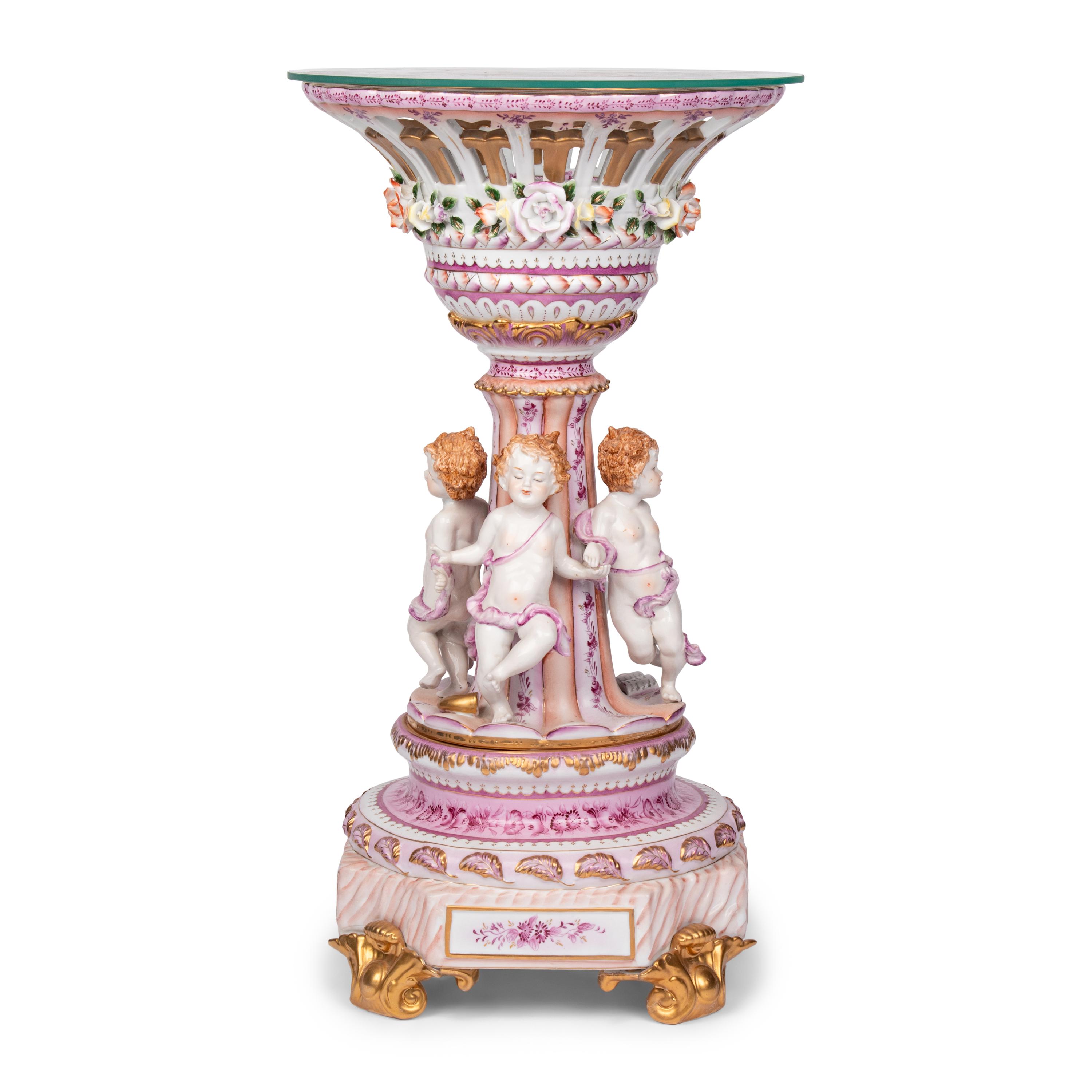 An Dresden Porcelain Jardinere Adapted as a Table