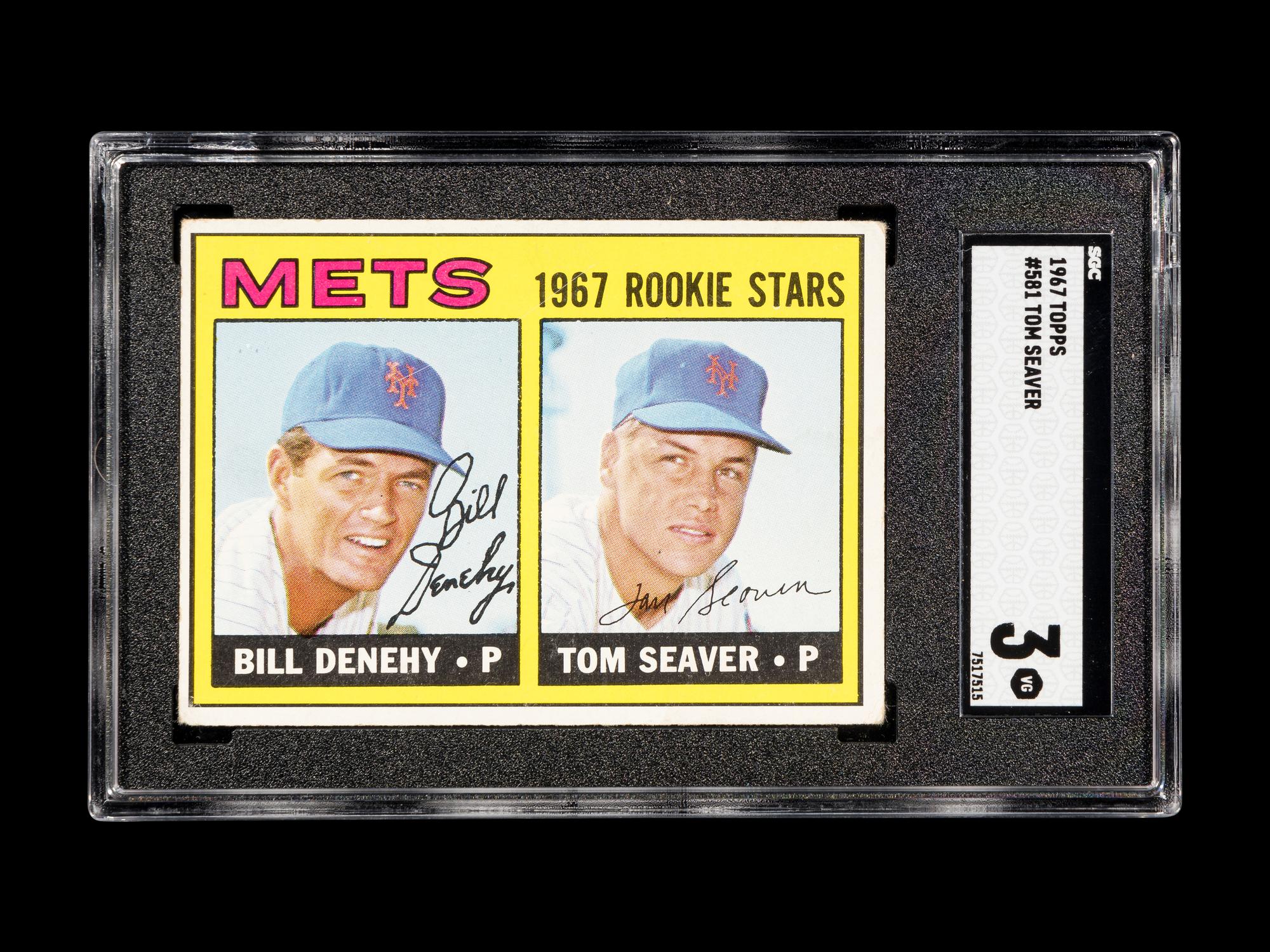 A Group of Tom Seaver Topps Baseball Cards Including 1967 Rookie Card No. 581 (SGC 3 VG),