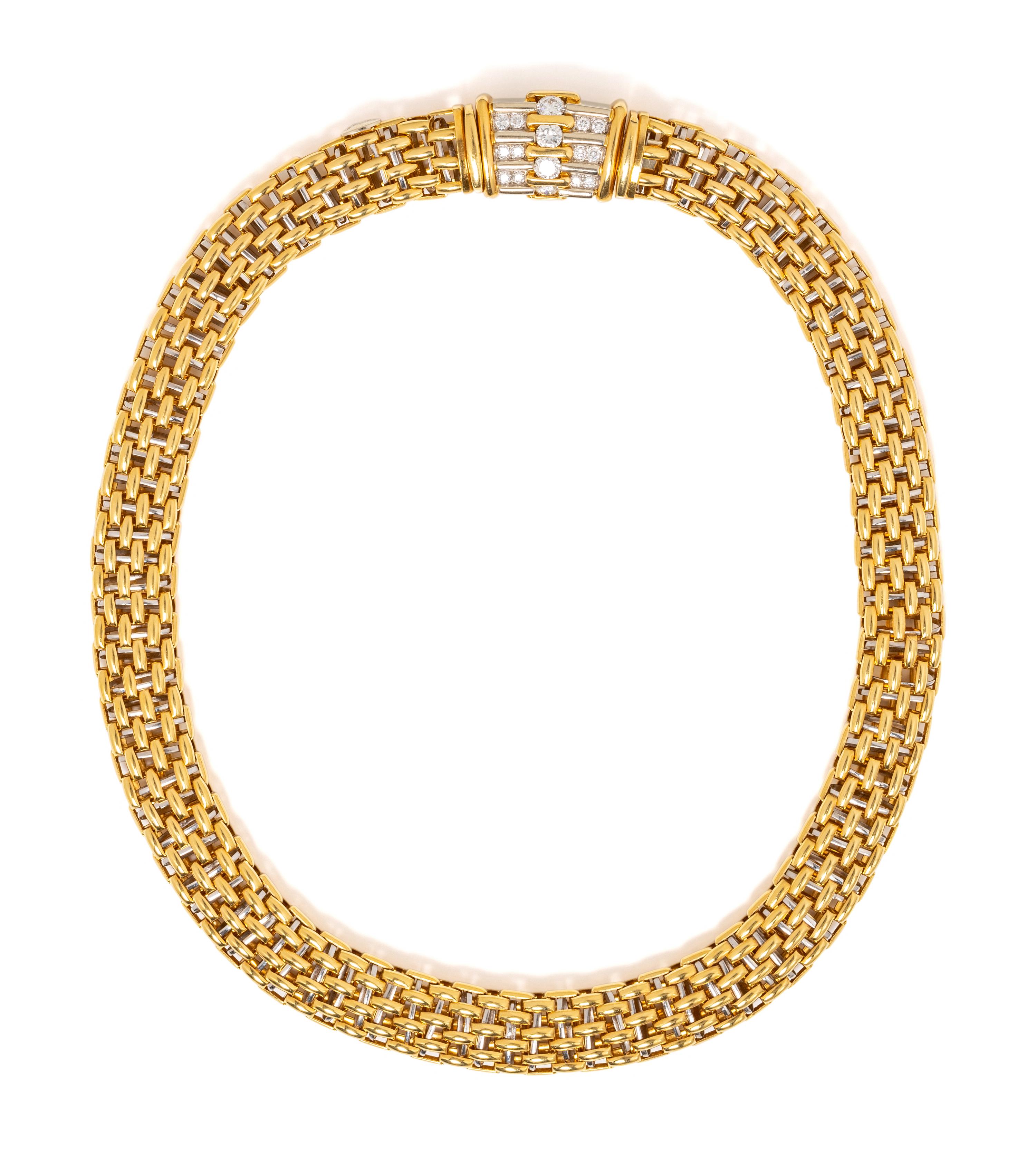 FOPE, BICOLOR GOLD AND DIAMOND CONVERTIBLE NECKLACE