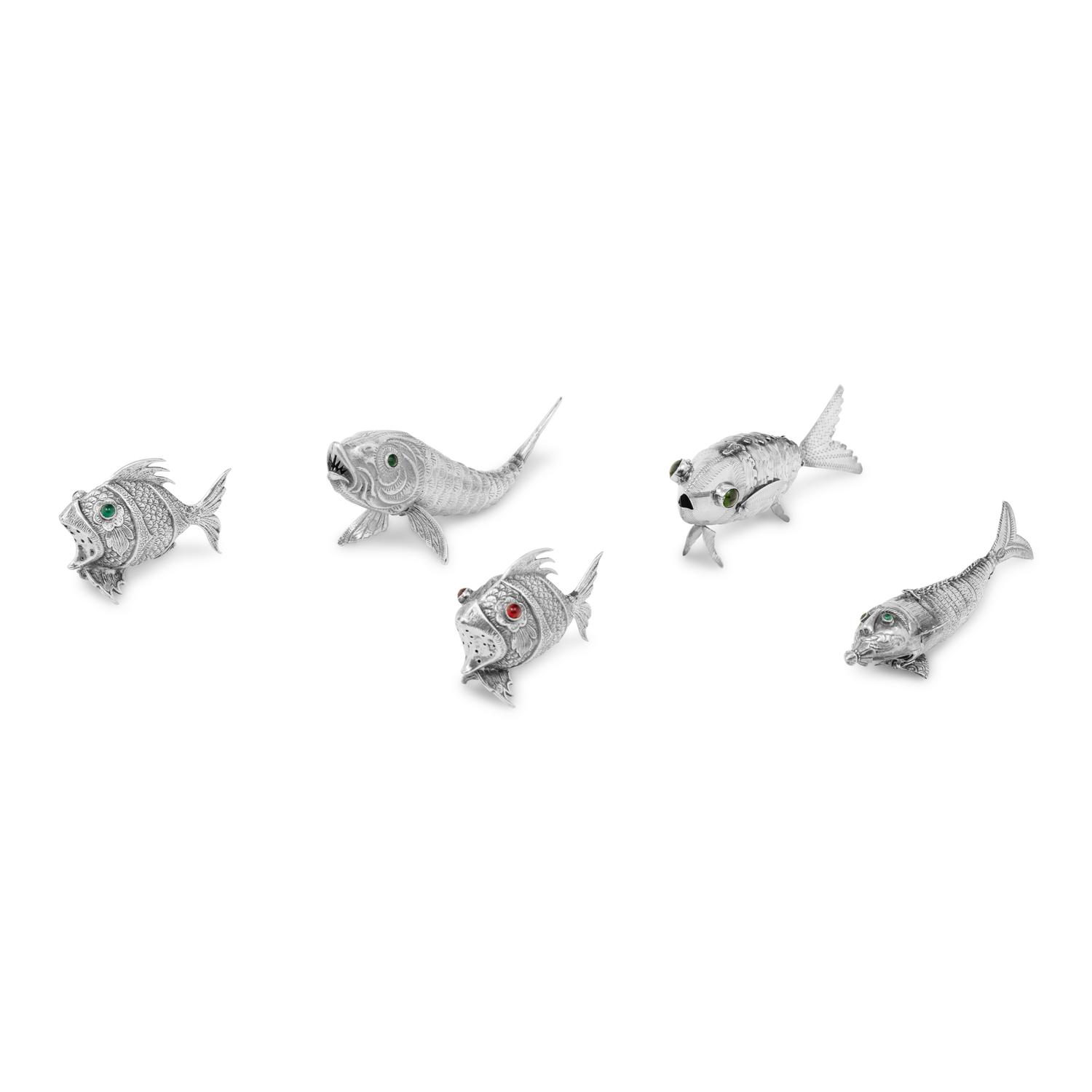 Five Silver Articulated Fish
