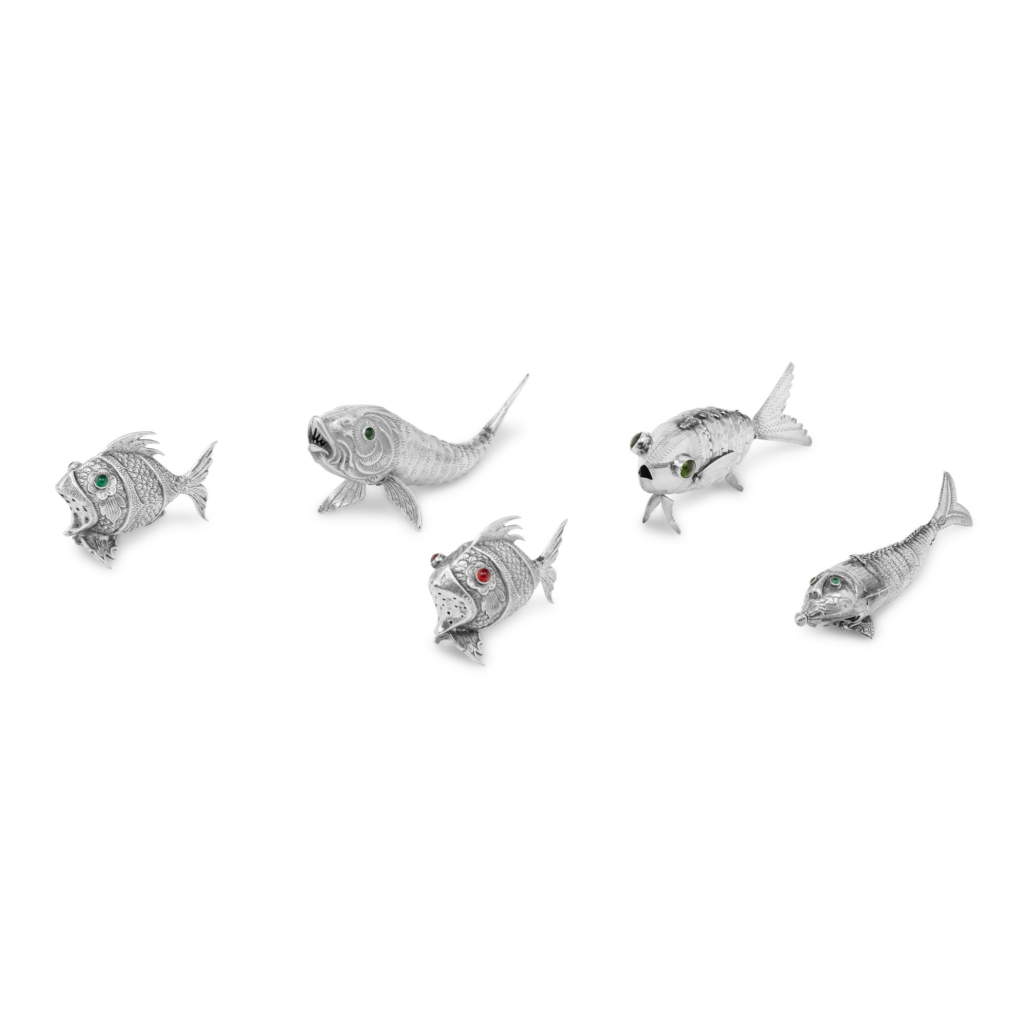 Five Silver Articulated Fish